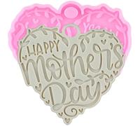 Lipfer Happy Mother Days Molds Heart Shaped Keychain Mold Mothers Day Stamp Mold Epoxy Resin Molds Jewelry Making Mold