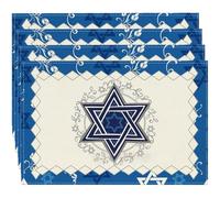 Lipfer Hexagram Placemats Set of 4, Star of David Jewish Chanukah Table Mats for Party Kitchen Dining Decoration