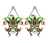 Lipfer Mardi Gras Door Decorations Porch Sign, New Orleans Mardi Gras Decorations Door Hanger, Masquerade Mask Carnival Parades Party Wall Window Hanging Decorations