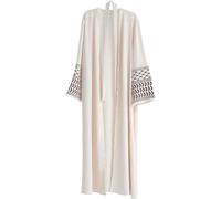 Lipfer Muslim Embroidery Robe Muslim Worship Service Abayas Middle East Long Sleeve Tassel Gown Jubba Full Length Abayas for Men