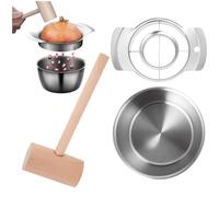 Lipfer Pomegranate Peeling Tool Set Stainless Steel Pomegranate Deseeder Pomegranate Seed Remover Tool with Bowl and Wooden Hammer for Home Kitchen