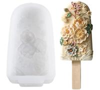 Lipfer Popsicle Molds, Flower Popsicle Silicone Molds, Flowers Silicone Ice Cream Molds Non-stick Homemade Ice Cream Popsicle Mold Reusable Popsicle Trays