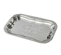 Lipfer Rectangular Silver Serving Tray - Vintage Metal Tray for Whiskey - Dining Tableware and Decorative Platter Perfect for Entertaining and Home Decor