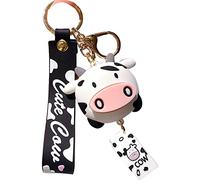 Lipfer Silicone Animal Keychains Cute Cows Keychains 3d Cartoon Animal Keyrings Farm Cow Keychain for Bag Pendant