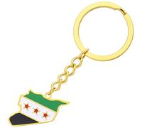 Lipfer Syria Map Flag Keyring Key Chain Stainless Steel Keychains Daily Keychain Home Car Keys for Men Women