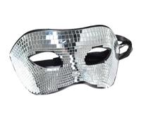 Lipfer Venetian Mirror Ball Glitter Mask - Silver, Half Face, Adults Unisex - Halloween, Masquerade, Party, Cosplay