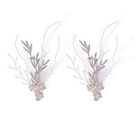 Lipfer Wedding Bride Feather Hair Comb White Crystal Fascinator Hair Accessories Prom Bridal Hair Jewelry for Women and Girls