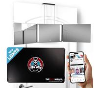 LIPFISBARBERSHOP.COM The 360 LED Mirror - Travel Version with Adjustable Telescoping Hooks - 3-Way Compact Mirror for Men’s Self Haircuts and Grooming