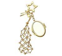 Lipgloss Holder Keychain, Golden Star 3-in-1 Lipgloss Holder with Mirror | Portable Lipstick & Chic Purse Charm for Women