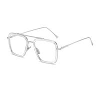 LIPIODOL Retro Square Metal Frame Blue Light Blocking Computer Glasses Square Non Prescription Clear Lens Glasses UV400 Fashion Frame Women Men