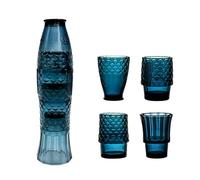 Lipitaley Koi Fish Design Drinking Glasses, Stackable Drinking Glasses, Colored Beverage Glass, Nautical Glassware for Beverage, Fish Shaped Glasses Drinking for Home Decor, Set of 4, Lake Blue