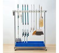 LIPJIA Mop Holder Broom Holder Utility Rack for Mops And Brooms Cleaning Tool Cart Storage and Organization Housekeeping Cart Umbrella Stand Mop Drain