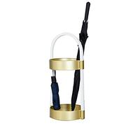 LIPJIA Umbrella Stand, Umbrella Stand Rack,Umbrella Stand Metal Wrought Iron with 4 Hooks,Large Capacity Business Office Umbrella Bucket,White Gold