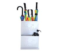 LIPJIA Umbrella Stand, Umbrella Stands,Umbrella Stand Household Hotel,Large Capacity Wrought Iron Umbrella Bucket,Umbrella Drain Stand with Mobile Tray,White