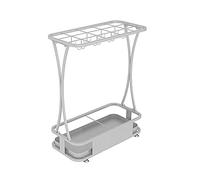 LIPJIA Umbrella Stand, Umbrella Stands,Umbrella Stand Rectangular Hotel,Large Capacity Umbrella Storage Rack with 15 Holes and 8 Hooks,White