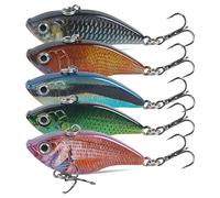 Lipless Crankbait Sinking Vibe Fishing Lures Hard Baits Set, Pre-Rigged Swimbaits with Treble Hooks Rattle Trap Fishing Lures for Bass Trout Walleye Redfish Pike