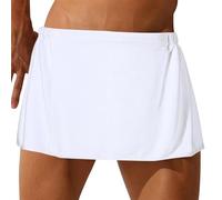 LipLopBest Men Boys Soft Wearable Bath Towel Short Pants Adjustable Mircofiber Towel Blanket Bathroom Pool Beach Spa Bathing Shower Cover Up Wrap Around Towel with Snap Closure (White)