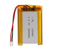 LiPo Battery 3.7 V 2000 mAh 103450 with JST Cable - Rechargeable Lithium Polymer Battery for Bluetooth Speakers, DIY Projects and Electronic Devices