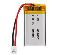 LiPo Battery 3.7 V 350 mAh 602035 with JST Cable - Rechargeable Lithium Polymer Battery for Bluetooth Speakers, DIY Projects and Electronic Devices