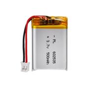 LiPo Battery 3.7 V 500 mAh 602535 with JST Cable - Rechargeable Lithium Polymer Battery for Bluetooth Speakers, DIY Projects and Electronic Devices