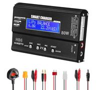 Lipo Battery Charger, 1S-6S Balanced Charger Discharger, 1-6S Lipo Li-ion NiMH NiCD Li-Fe Battery with Tamiya XT60 Deans Futaba Connector