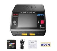 Lipo Battery Charger RC Battery Charger HOTA D6 Pro Smart Charger Dual Channel 15A AC200W with Balance Phone Wireless Charging BoatDC650W for Lipo LiHv Nicd NiMH