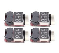 Lipo Battery Voltage Tester Monitor 4PCS 2 in 1 1 8S RC Battery Checker Low Voltage Buzzer Alarm for RC Drone Battery Plastic Electronic Component 40 x 25 x 12mm