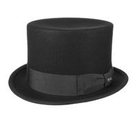 Lipodo Black Felt Top Hat Wool Felt Wedding Hat with Grosgrain Ribbon Made in Italy Men Women Summer Winter