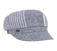 Lipodo Blue Patchwork Balloon Cap Made in Italy Striped Linen Cotton Baker-Boy Hat Adjustable Women Summer Blue One Size