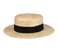 Lipodo Boater Straw Hat Ladies/Mens - Made in Italy - Sun hat Made of Wheat Straw - Gondolier hat for Spring/Summer - Hat with Grosgrain Ribbon Nature 61 cm
