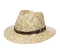 Lipodo Carsell Traveller Straw Hat Faux Leather Band Made in Italy Unisex Summer Nature M (56-57 cm)