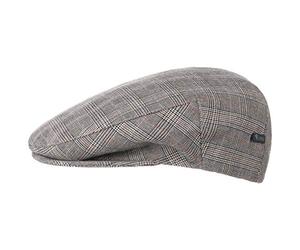 Lipodo Devron Flat Cap Checked Cotton Prince of Wales Vintage Pattern Made in Italy Men Summer Grey