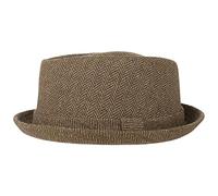 Lipodo Diamond Crown Pork Pie Wool Hat Herringbone Unisex Summer Winter Brown-Beige