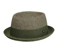 Lipodo Ennario Pork Pie Hat Classic Straw Hat Melange Travel in Italy Men Summer Green XL (60-61 cm)