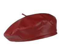 Lipodo Faux Leather Beret for Women/Men - Beret with Lining - Lined French Beret with a Leather Look - Packable - Summer/Winter Cap Bordeaux L/XL (58-60 cm)