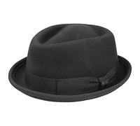 Lipodo Gratus Women's/Men's Pork Pie Felt hat - Hat Made of Wool Felt - Made in Italy - Summer/Winter Fedora - Pork Pie hat with Ribbed Band - Wool hat Black XXL (62-63 cm)