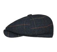 Lipodo Herringbone Check Balloon Cap Herringbone Check Pattern Visor Cap Wool Blend Men Autumn Winter Navy S (55-56 cm)