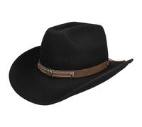 Lipodo Horses Cowboy Hat Wool Felt Faux Leather Band Made in Italy Men Autumn Winter Black 55 cm