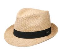 Lipodo Mantigo Trilby Hat Made in Italy Unisex Summer Raffia Solid Ribbon Straw