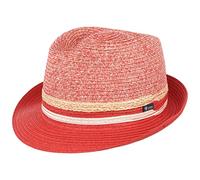 Lipodo Melanto Trilby Hat Made in Italy Straw Unisex Summer Fedora Multicolored Lightweight Paper Raffia red-Mottled S (54-55 cm)
