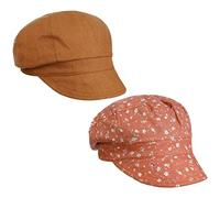Lipodo Millefleurs Cap Wendemütze Newsboy Reversible Floral Solid 100% Linen 100% Cotton Women Summer Rust L (57-58 cm)