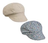 Lipodo Millefleurs Reversible Newsboy Cap Floral Solid 100% Linen 100% Cotton Women Summer Beige