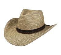 Lipodo Palmhurst Cowboy Straw Hat Women/Men - Sun Summer with Grosgrain Band Spring-Summer - M (56-57 cm) Nature