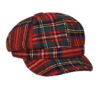 Lipodo Plaidy Balloon Cap Ladies Shield Cap 100% Cotton Lining Multicolor Check Pattern Washable Elastic Band Fall Winter Red