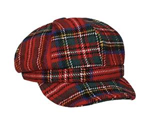 Lipodo Plaidy Balloon Cap Ladies Shield Cap 100% Cotton Lining Multicolor Check Pattern Washable Elastic Band Fall Winter Red