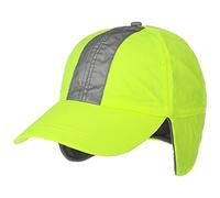 Lipodo Reflective Baseball Cap Ear Flaps Nylon Fleece Lined Unisex Autumn Winter neon Yellow L (57-58 cm)