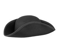 Lipodo Three Cornered Hat Wool Felt Hat Plain-Coloured Made in Italy Unisex Summer Winter Black L (59-60 cm)