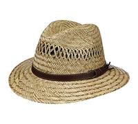 Lipodo Traveller Leather Band Straw Hat Women/Men - Made in Italy Summer Beach Spring-Summer - XL (60-61 cm) Nature