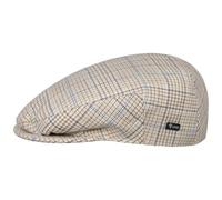 Lipodo Travello Flatcap Schirmmütze Plaid Cotton Linen Made in Italy Men Summer Oatmeal 55 cm