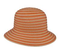 Lipodo Twotone Braids Straw Hat Bell Shape Multicolored Striped Lightweight Breathable Paper Straw Ladies Summer Orange One Size